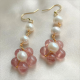 Red Flower Strawberry Crystal Pearl Earrings