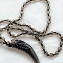 Ice Obsidian Wolf Tooth Necklace