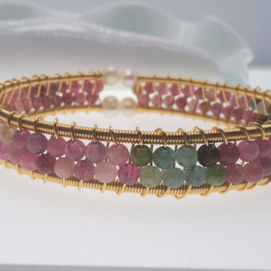 Rose Tourmaline Openging Crystal Bracelet