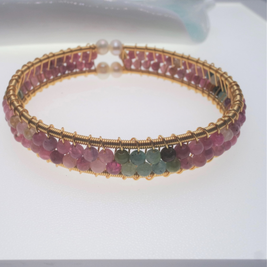 Rose Tourmaline Openging Crystal Bracelet