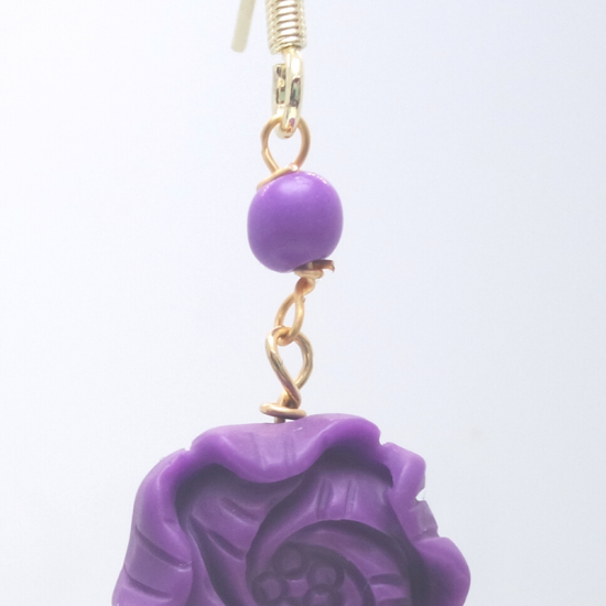 Purple Flower Crystal Ear Hook