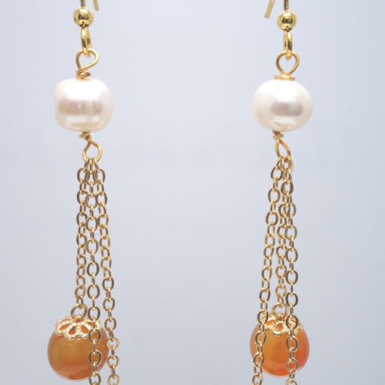 Orange Long Fringe Crystal Ear Hook