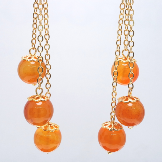 Orange Long Fringe Crystal Ear Hook