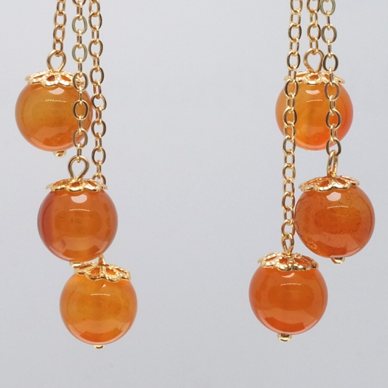 Orange Long Fringe Crystal Ear Hook