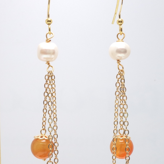 Orange Long Fringe Crystal Ear Hook