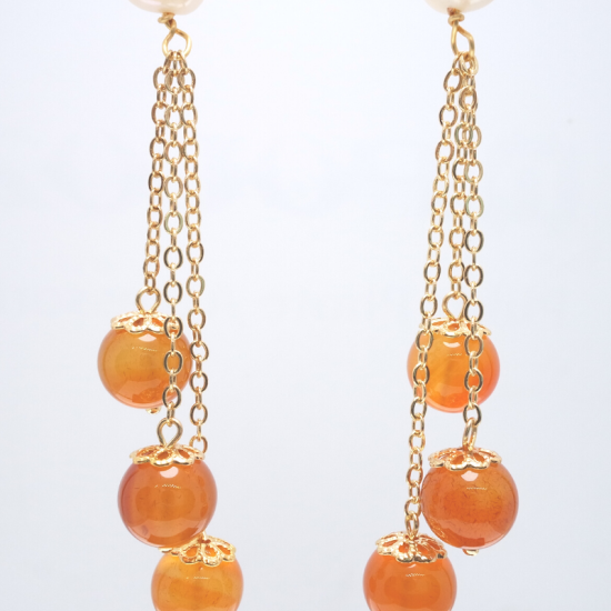 Orange Long Fringe Crystal Ear Hook