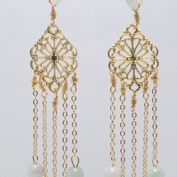 Golden Length Jade Tassel Crystal Ear Hook